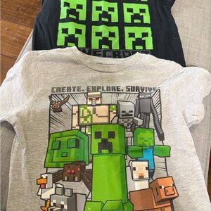 Minecraft Kids Short Sleeve T-Shirts - Black and Gray